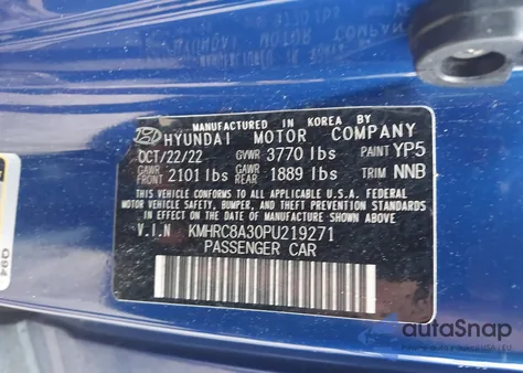 2023 Hyundai Venue Limited из США, поврежденный, VIN KMHRC8A30PU219271